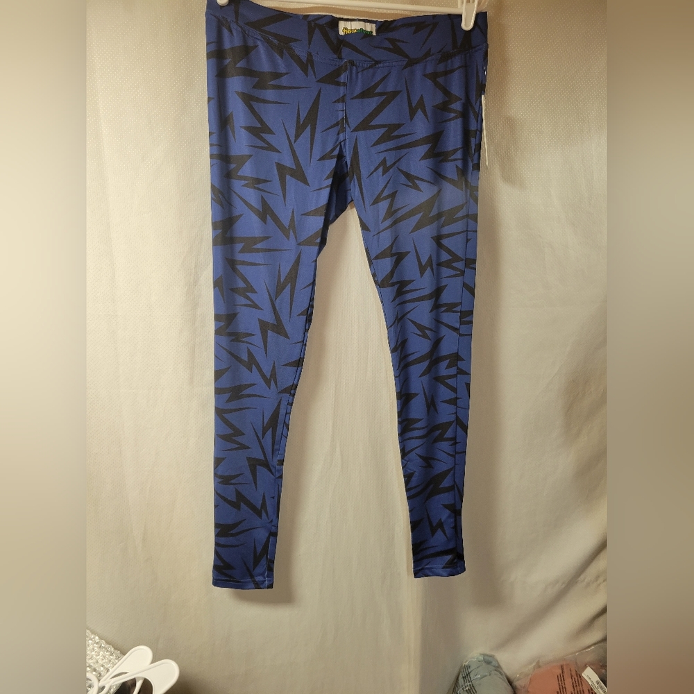 Tipsy Elves NWT Women's Blue Lightning Workout Leggings Size Large